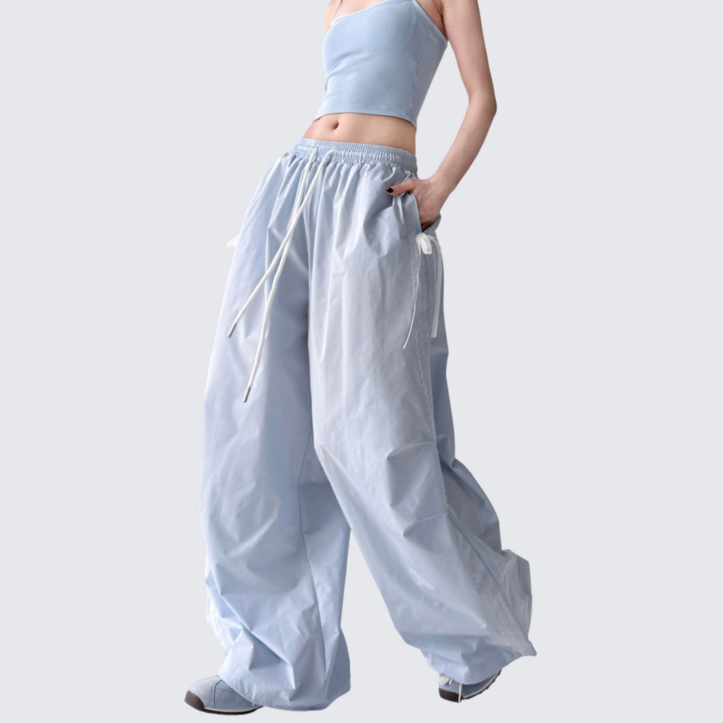 REINAREA New Spring Summer Bow Cargo Pants Women Casual Sport Quick-Dry Wide Leg Pants