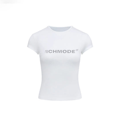 REINAREA New Spring & Summer Slim Fit Shoulder Short Sleeve T-shirt, Women's Crop Top