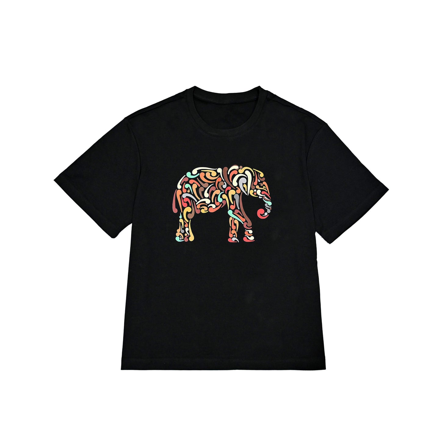 REINAREA Men’s & Women’s Graffiti Elephant-Print T-Shirt - Summer Casual Short-Sleeve Top