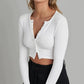 Long-Sleeve Knit Cardigan Cropped Crop Top