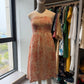 REINAREA Boho Strapless Tube Dress - Floral Print Sundress for Women, Sexy Off-Shoulder Ruffle Beach Cover Up in Pink