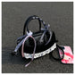 Y2K PU Leather Handbags: Sweet Lace & Bowknot Kawaii Shoulder Bag for Women