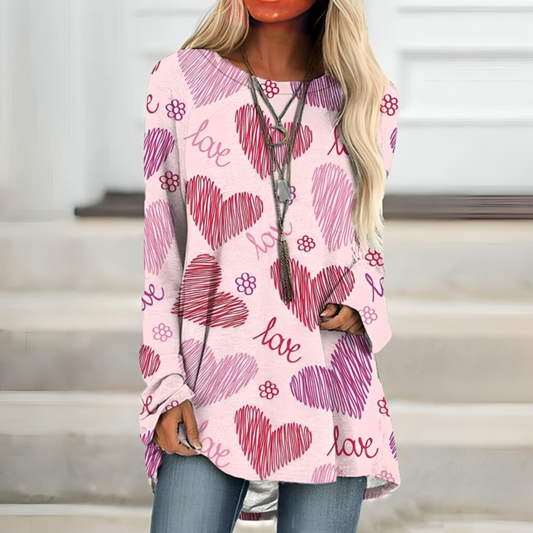 Valentine's Day Love Print Long Sleeve Shirt