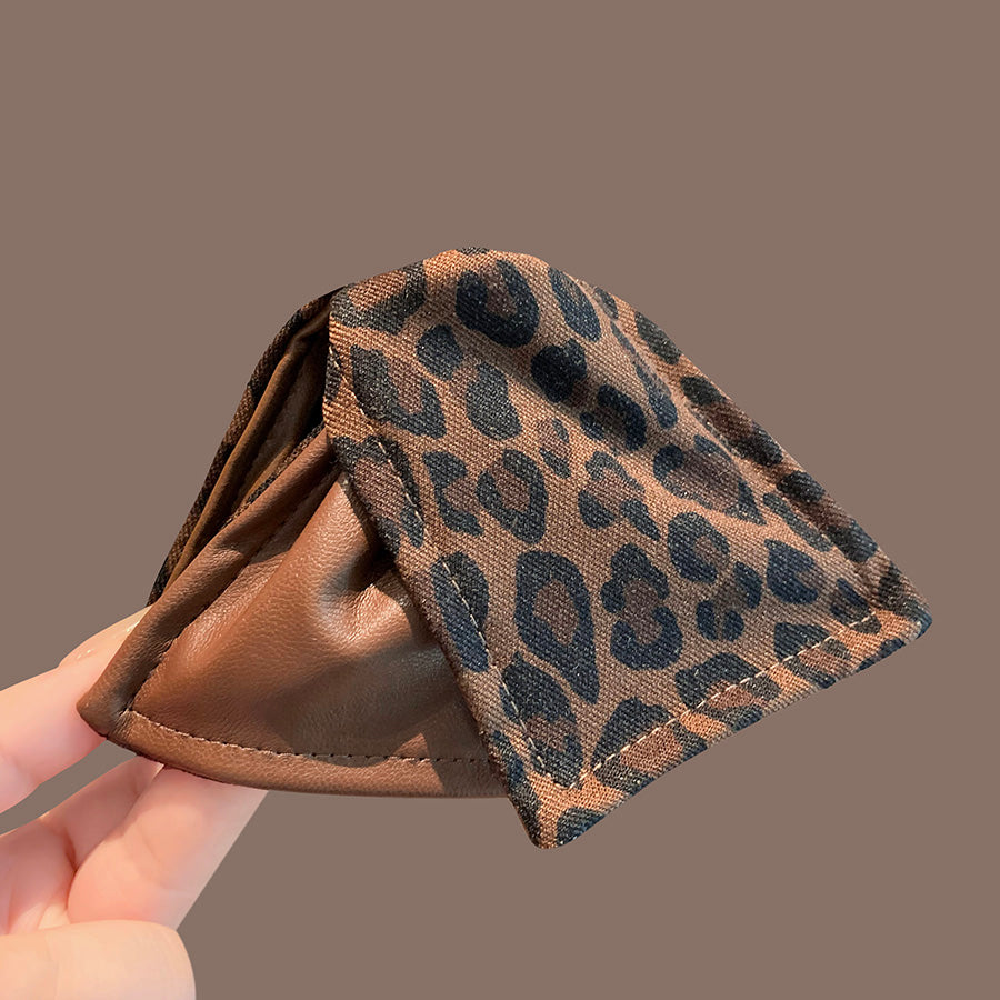 REINAREA Women’s Korean Retro Leopard Print Triangle Claw Clip - High Ponytail & Back-of-Head Bun Shark Clip Hair Accessory