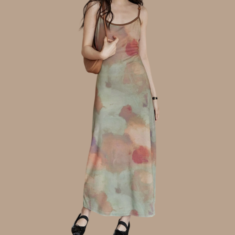 REINAREA Women's New Spring & Summer French Style Long Slip Dress