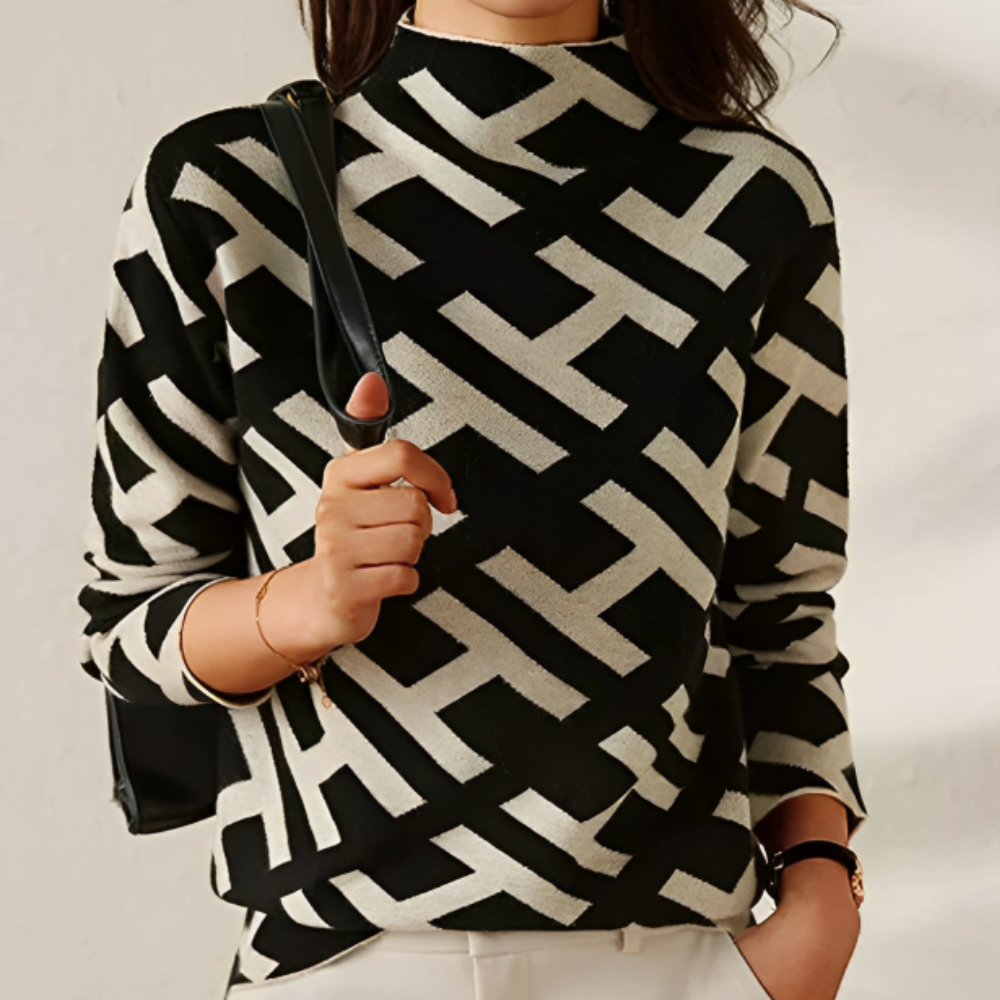 Geometric Alphabet Black Sweater