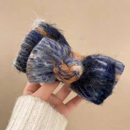 REINAREA Women’s Gradient Woolen Bow Bun Claw Clip Back-of-Head Hair Updo Tool & Hair Accessory【062】
