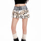 REINAREA Leopard Print Fuzzy Patchwork Skirt for Women Low-Waisted A-Line Bodycon Mini Skirt【093】