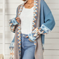 Fresh Print Long Sleeve Blue Cardigan