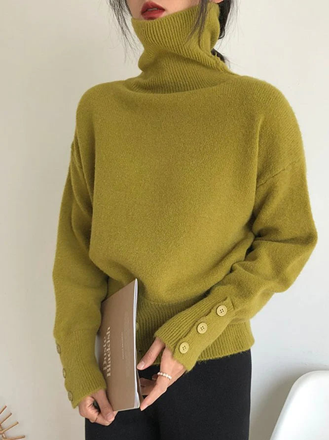 Sage Plain High Neck Sweater