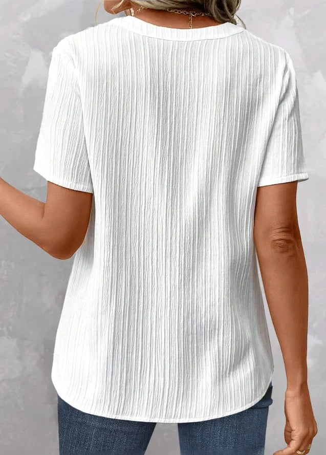 Comfy Plain V-Neck Short Sleeve Top