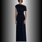 REINAREA New Spring & Summer  Women Asymmetrical Shoulder Ruched Long Dress