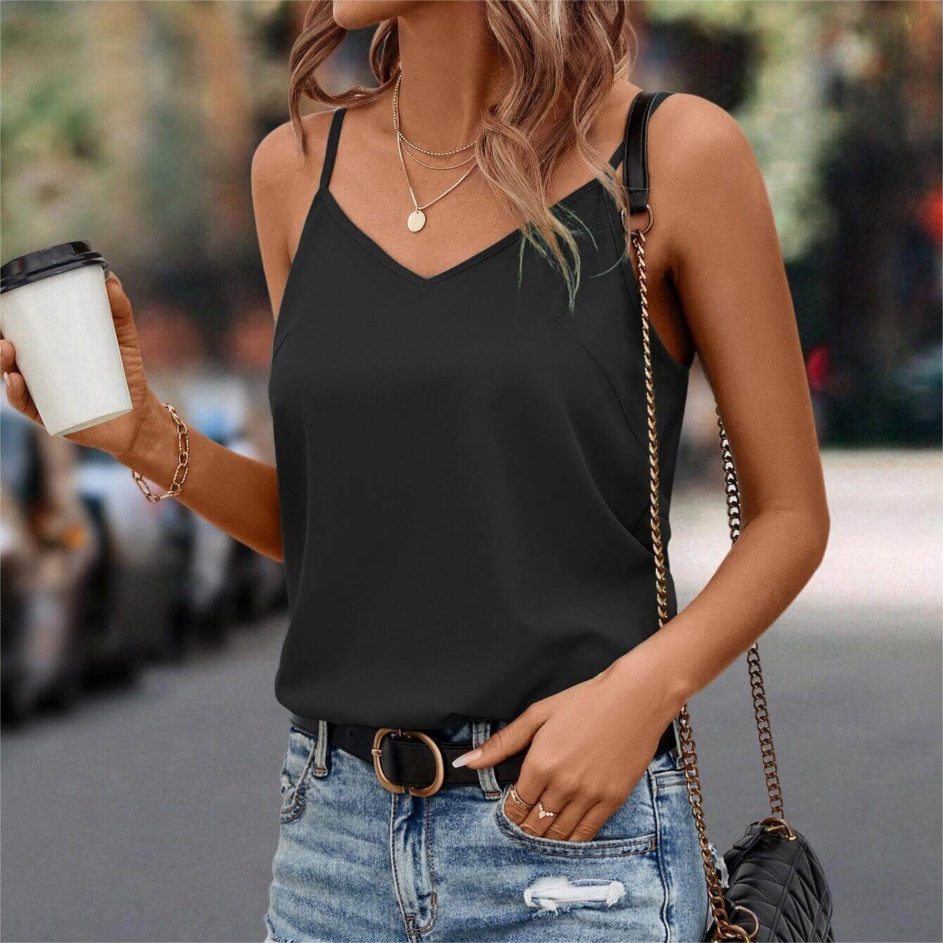 Summer Sexy Solid Color V-Neck Sleeveless Camisole