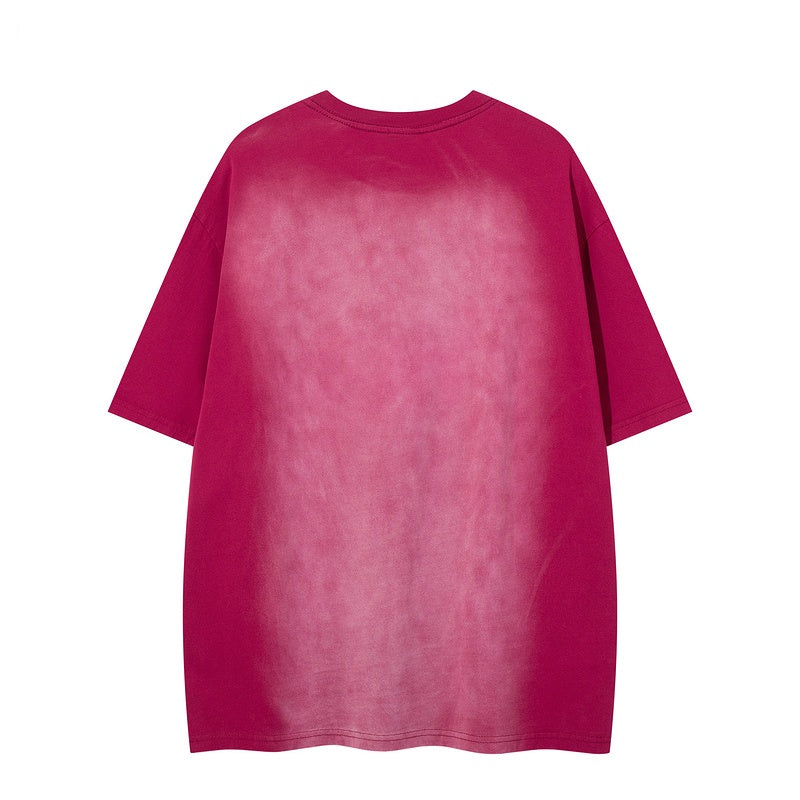 REINAREA American Streetwear Crew Neck Short-Sleeve T-Shirt Washed Vintage Half-Sleeve Top