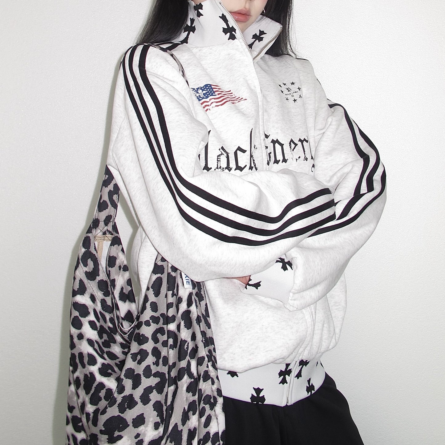 REINAREA New Spring Summer Women's 3-Stripe Collared Sweatshirt Outerwear American Athletic Jacket