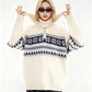 REINAREA Fair Isle Half-Zip Pullover Christmas Knit Sweater【011】