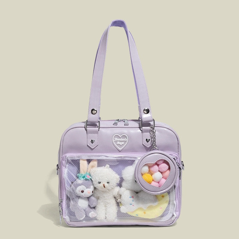 REINAREA Cute Cream-Colored Ita Bag for Women Large Capacity Commuter Bag with Shoulder, Hand & Crossbody Straps【088】