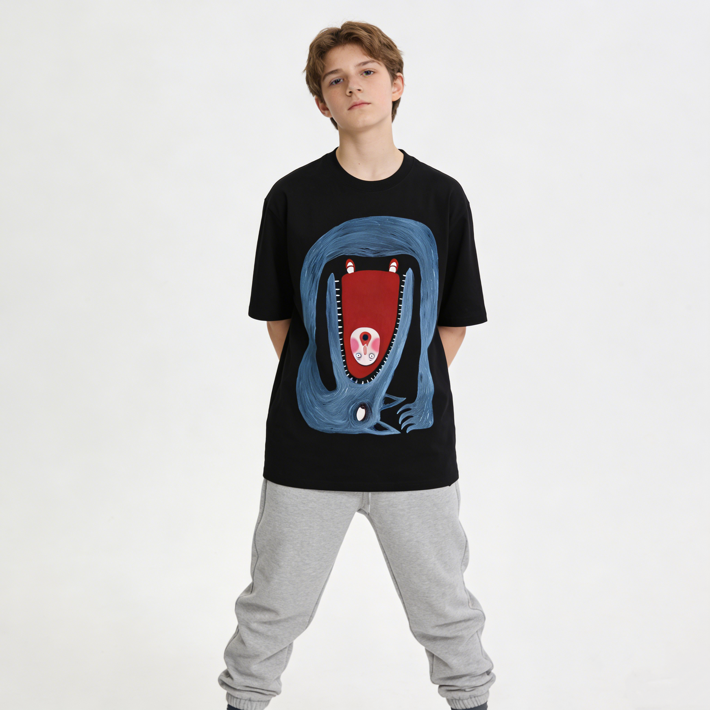 REINAREA Printed 100% Cotton Trendy Short-Sleeve T-Shirt - Unisex Vintage Heavyweight Top【079】