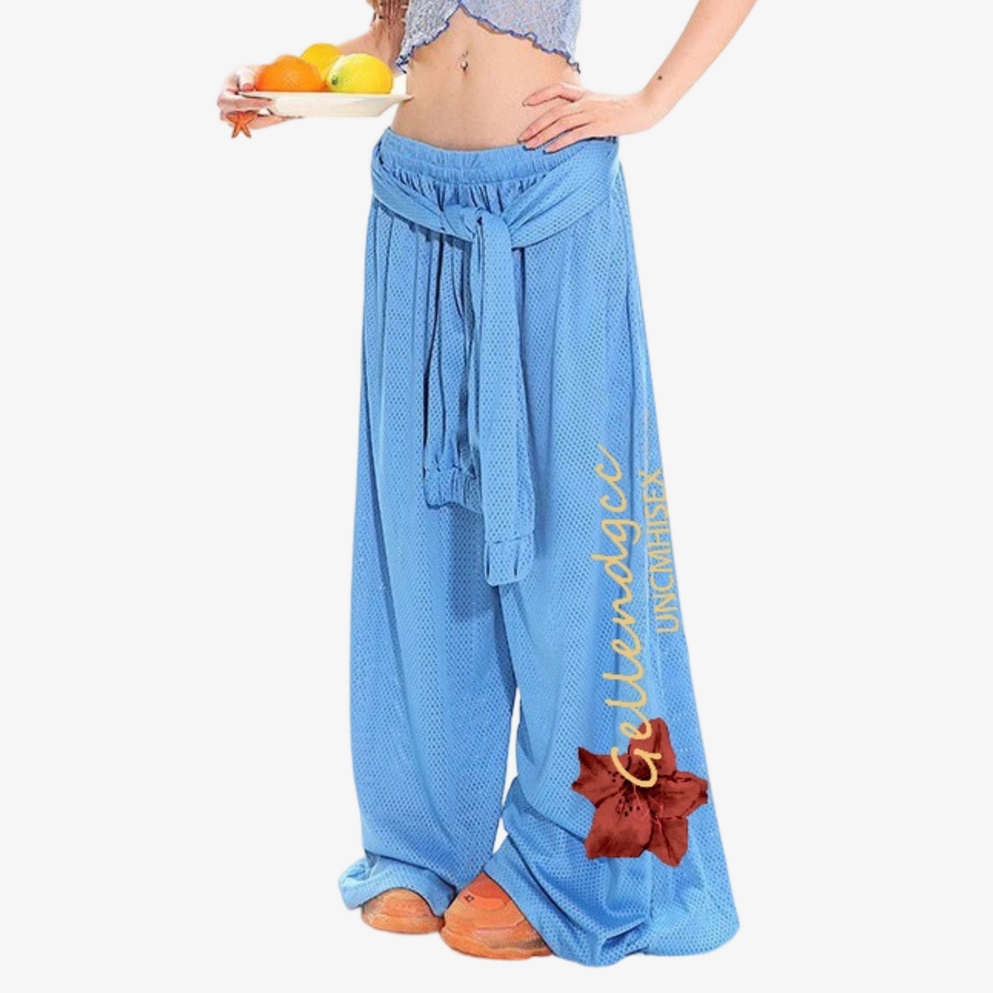 REINAREA New Spring Summer Island Dopamine Breathable Mesh Wide Leg Sports Pants