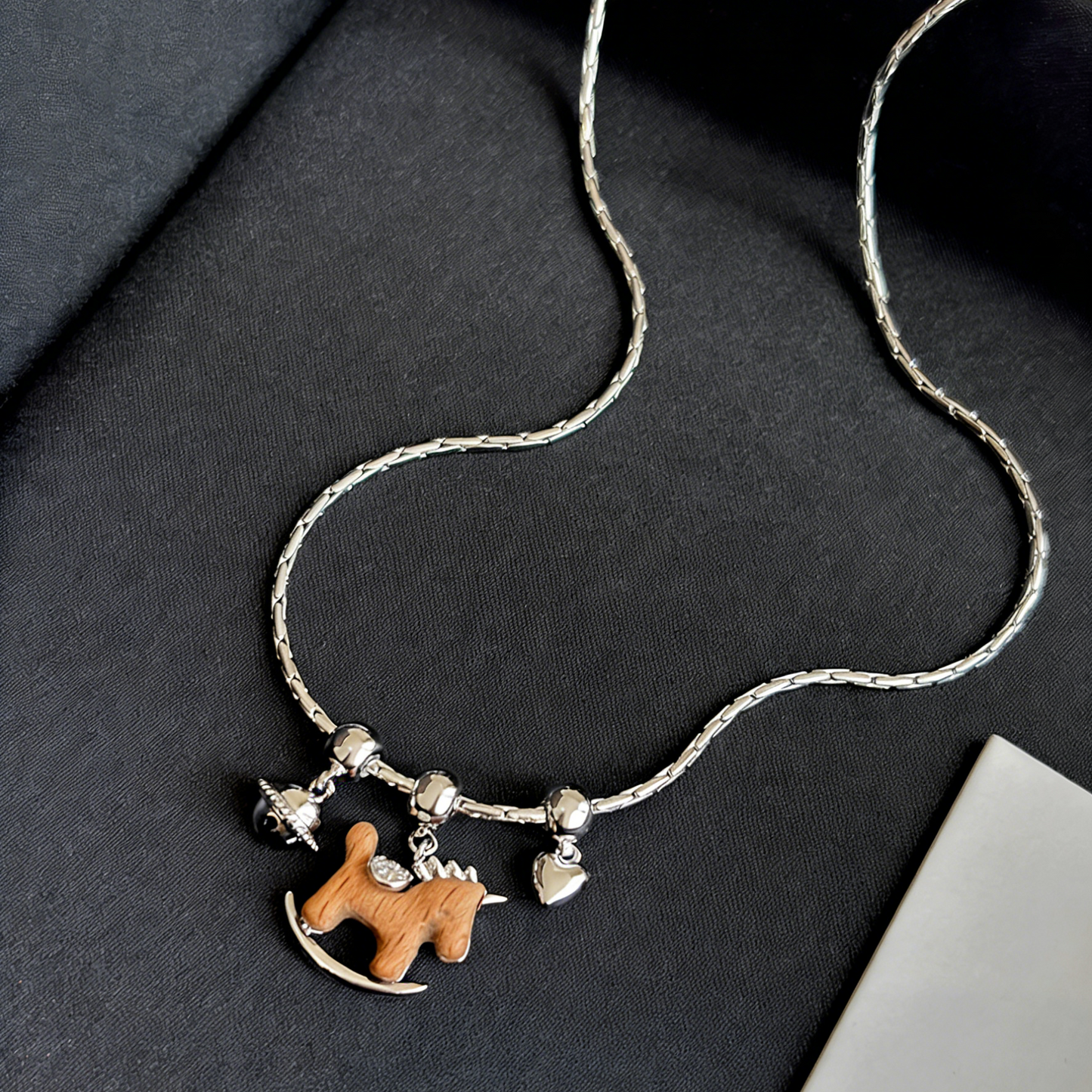 REINAREA Leather Cord Pony Necklace for Unisex Luxury High-End Sweater Chain Accessory Pendant【060】
