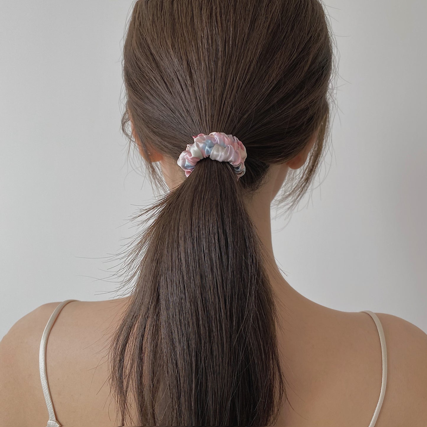 REINAREA Women’s Strawberry Ice Cream-Colored French Silk Mulberry Silk Scrunchie