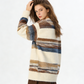 REINAREA Loose Striped Knitted Cardigan Women Casual Knit Sweater
