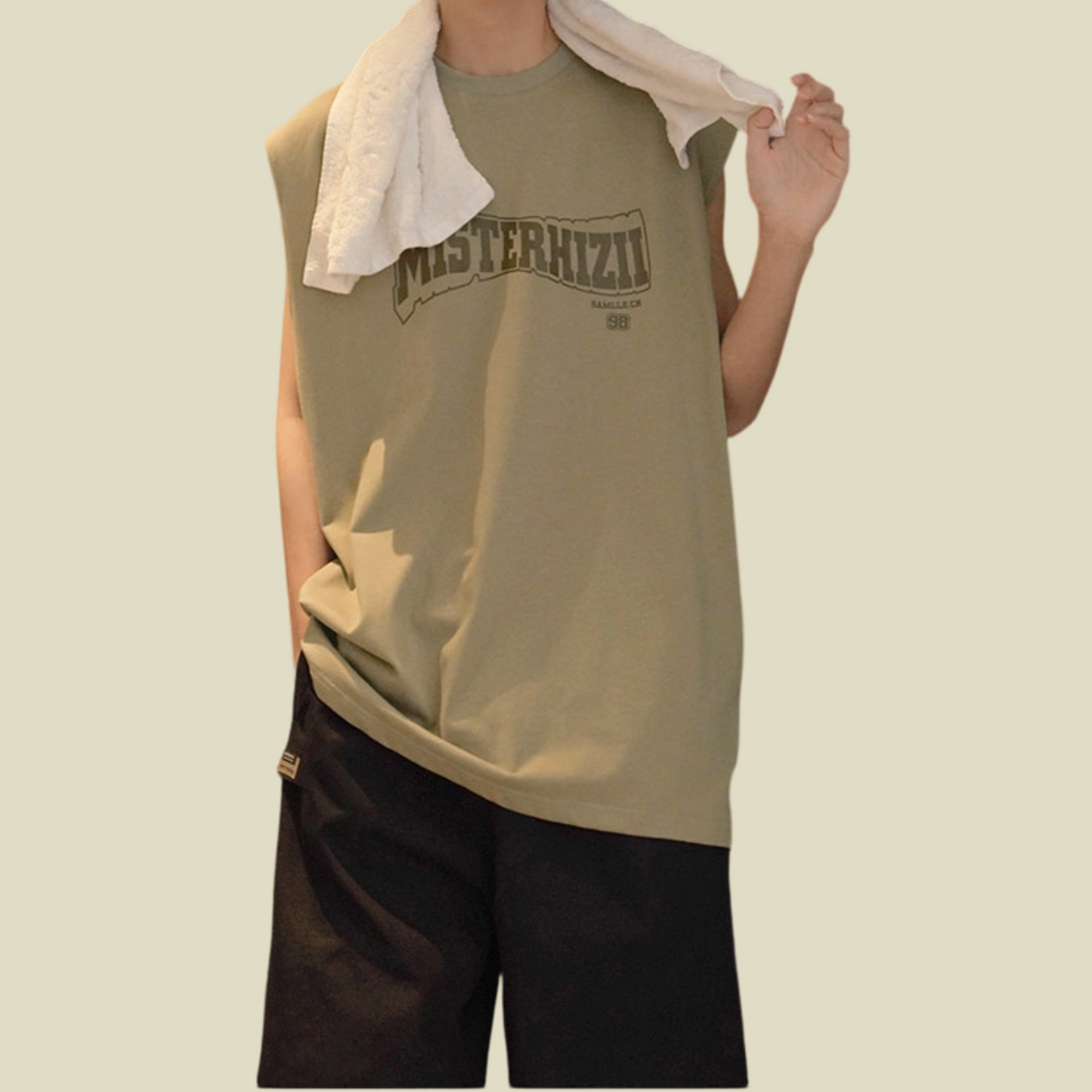 REINAREA New Spring Summer Beach Tank Top Vest Men's Cotton Sleeveless T-shirt