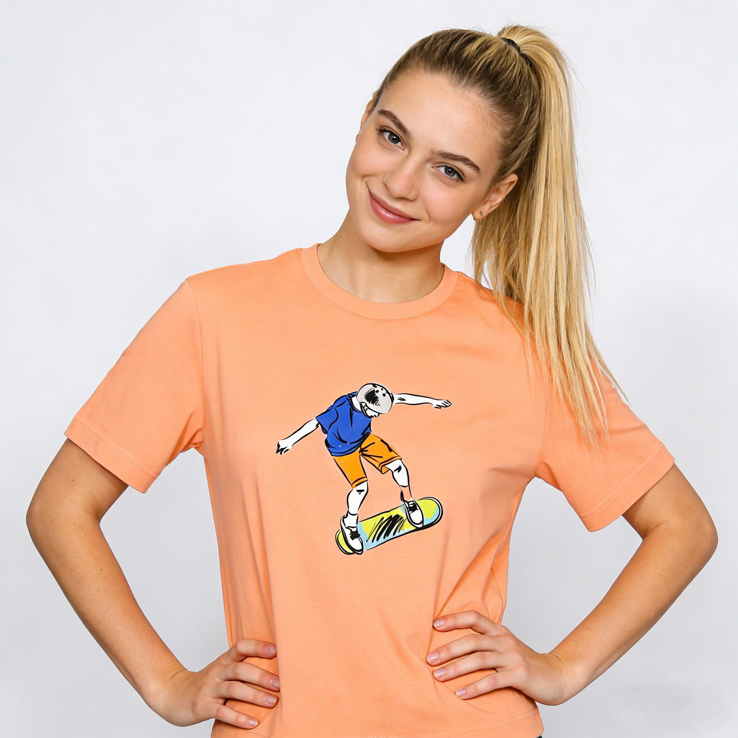 REINAREA Women’s Graffiti Skater Boy Print T-Shirt - Cotton Summer Short-Sleeve Top