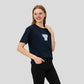 REINAREA Navy Blue Regular Fit Short-Sleeve T-Shirt for Women College Style Casual Top