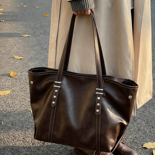 REINAREA Women's Relaxed Retro Tote Bag Large Capacity Commuter Shoulder Bag