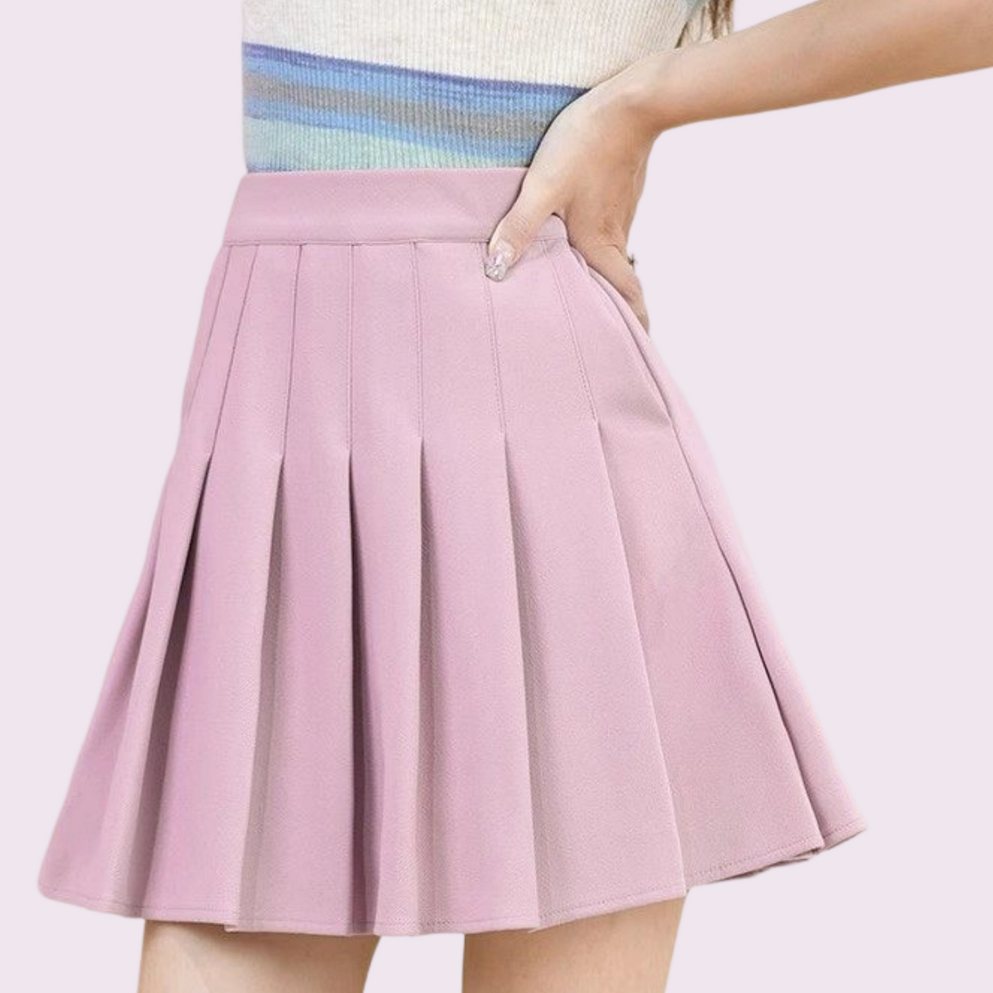 REINAREA New Spring Summer Women High Waist A-Line Pleated Mini Skirt