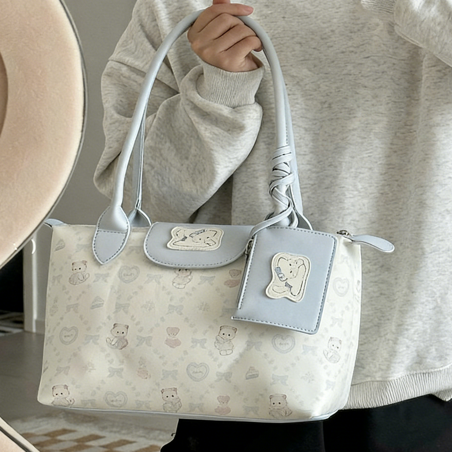 REINAREA Cute Cat Tote Bag Large Capacity Korean Style College Shoulder Bag