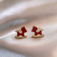 REINAREA Red Pony Pearl Earrings for Women New Year Studs & Clip-Ons, Gorgeous Statement Jewelry【105】