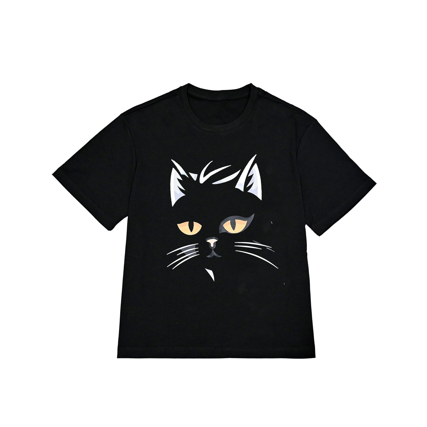 REINAREA Couples' Cat-Print Loose Cotton Short-Sleeve T-Shirt for Men & Women