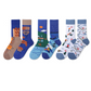 REINAREA Unisex AB Mismatched Mid-Calf Socks - Fun Cartoon Print for Trendy Daily Looks【065】