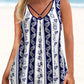 Breezy Navy Print Scoop Neck Swimwear