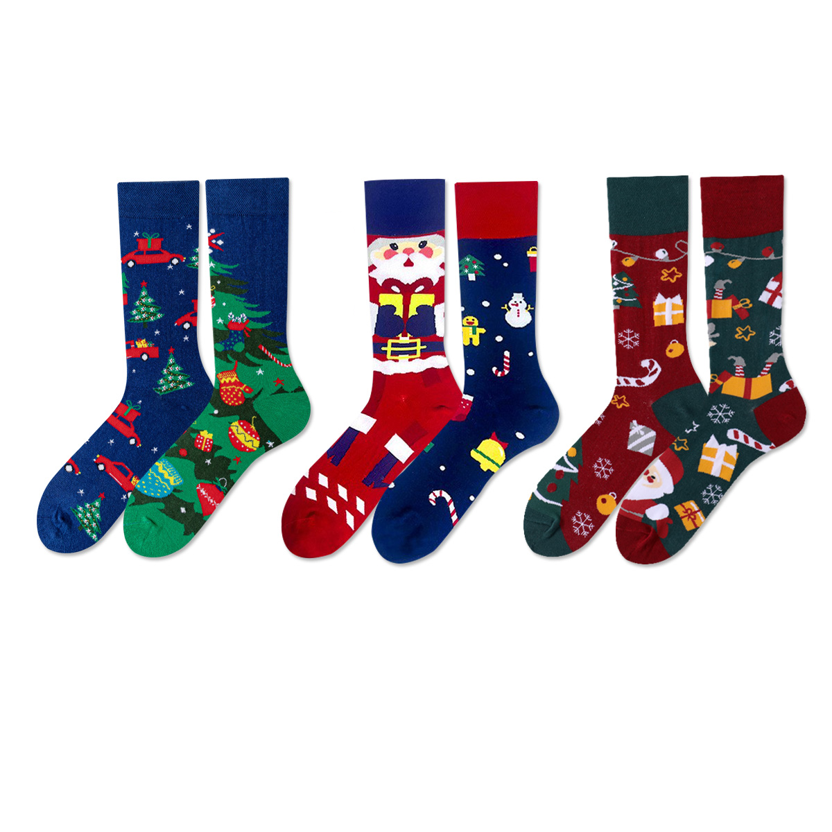 REINAREA Cartoon Pattern AB Asymmetrical Socks for Men & Women - Unique Mid-Calf Style Gift【065】