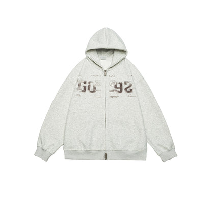 REINAREA New Spring Summer Couples' Double Zipper Printed Sweatshirt Jacket