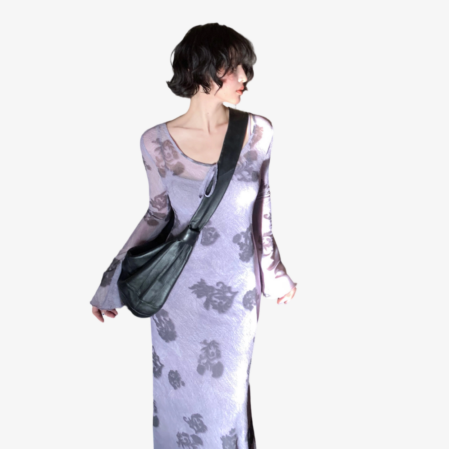 REINAREA New Spring Summer Retro Long Linen Mesh Print 2-Piece Dress