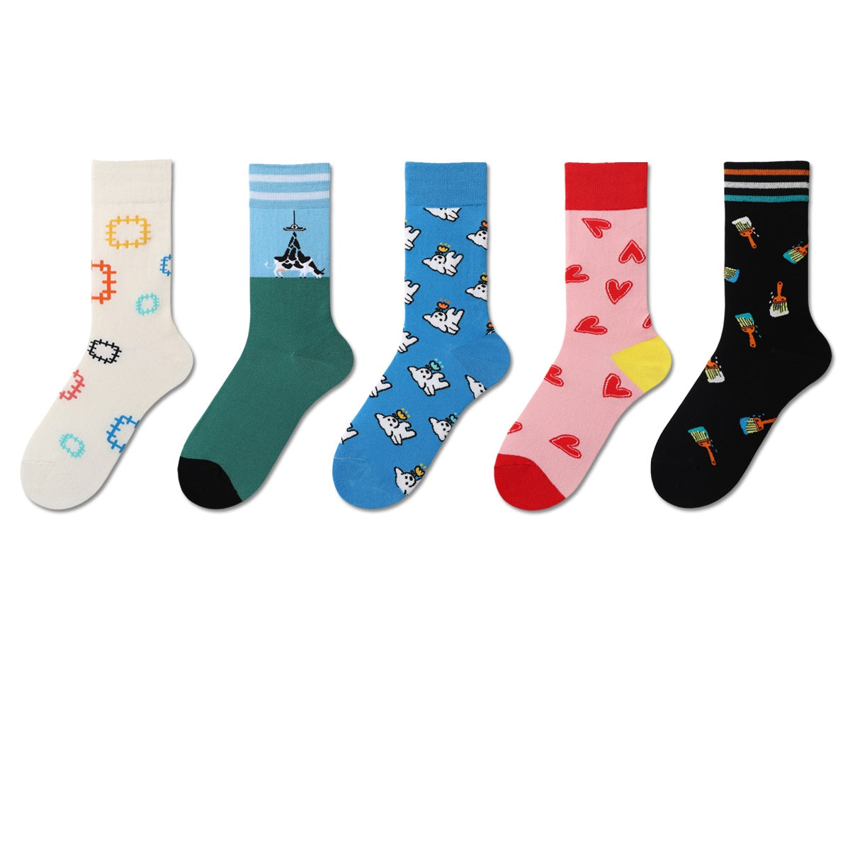 REINAREA Unisex Original & Personalized Mid-Calf Socks Versatile 100% Cotton Socks【064】