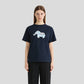 REINAREA Navy Blue Regular Fit Short-Sleeve T-Shirt for Women College Style Casual Top