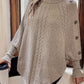 High Neck Button Up Long Sleeve Batwing Sweater