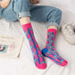 REINAREA 4 Pairs Women’s 100% Cotton Mid-Calf & Crew Athletic Socks - Trendy Skateboard Socks【066】
