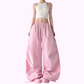 REINAREA New Spring Summer Pink Dance Wide Leg Pants Women Casual Parachute Pants