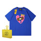 REINAREA Unisex Heart Print Short-Sleeve T-Shirt - Street Trendy Loose-Fit 100% Cotton Couple Top【074】