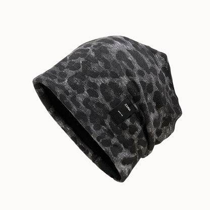 REINAREA Women’s Fashion Knitted Cotton Beanie Slouchy Hat Leopard Print Winter & Autumn Cold Hat【049】