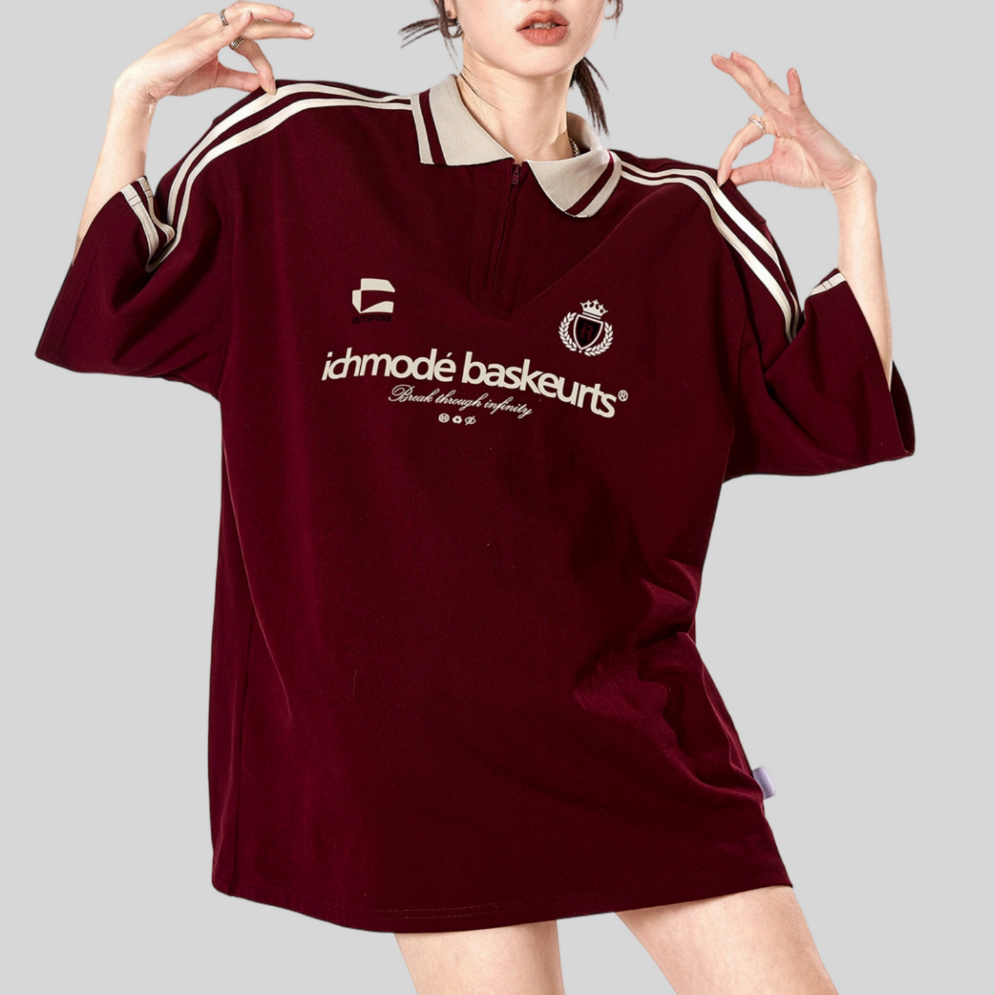 REINAREA New Spring & Summer Women's American Style Polo Shirt, Loose Sports Short Sleeve Top