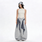 REINAREA Women's American Retro Plaid Sweatpants Loose Wide-Leg Curved Pants【112】