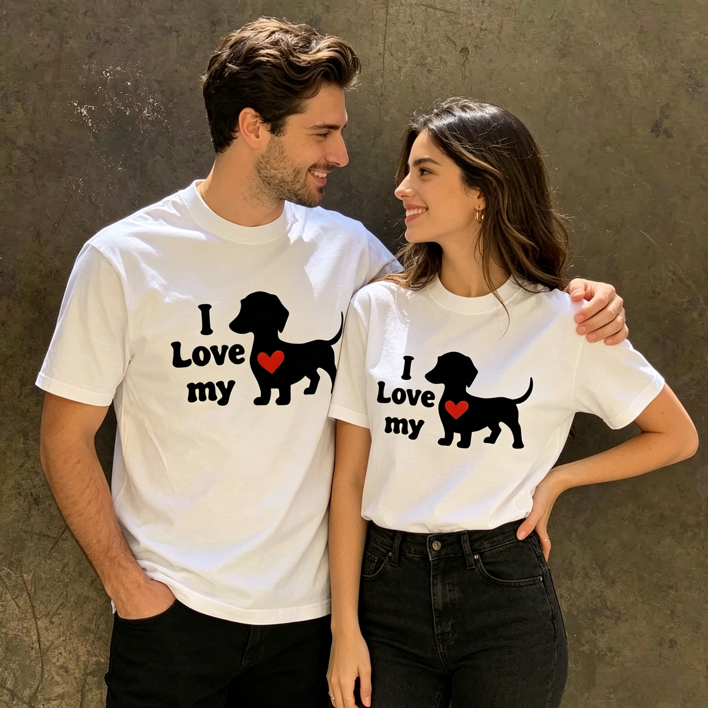 Unisex Cartoon Dog Print Casual Cotton Short Sleeve T-Shirt