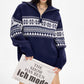 REINAREA Fair Isle Half-Zip Pullover Christmas Knit Sweater【011】